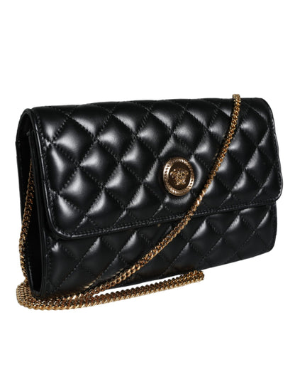  - Black Quilted Nappa Leather Crossbody Shoulder Bag