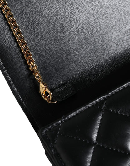  - Black Quilted Nappa Leather Crossbody Shoulder Bag