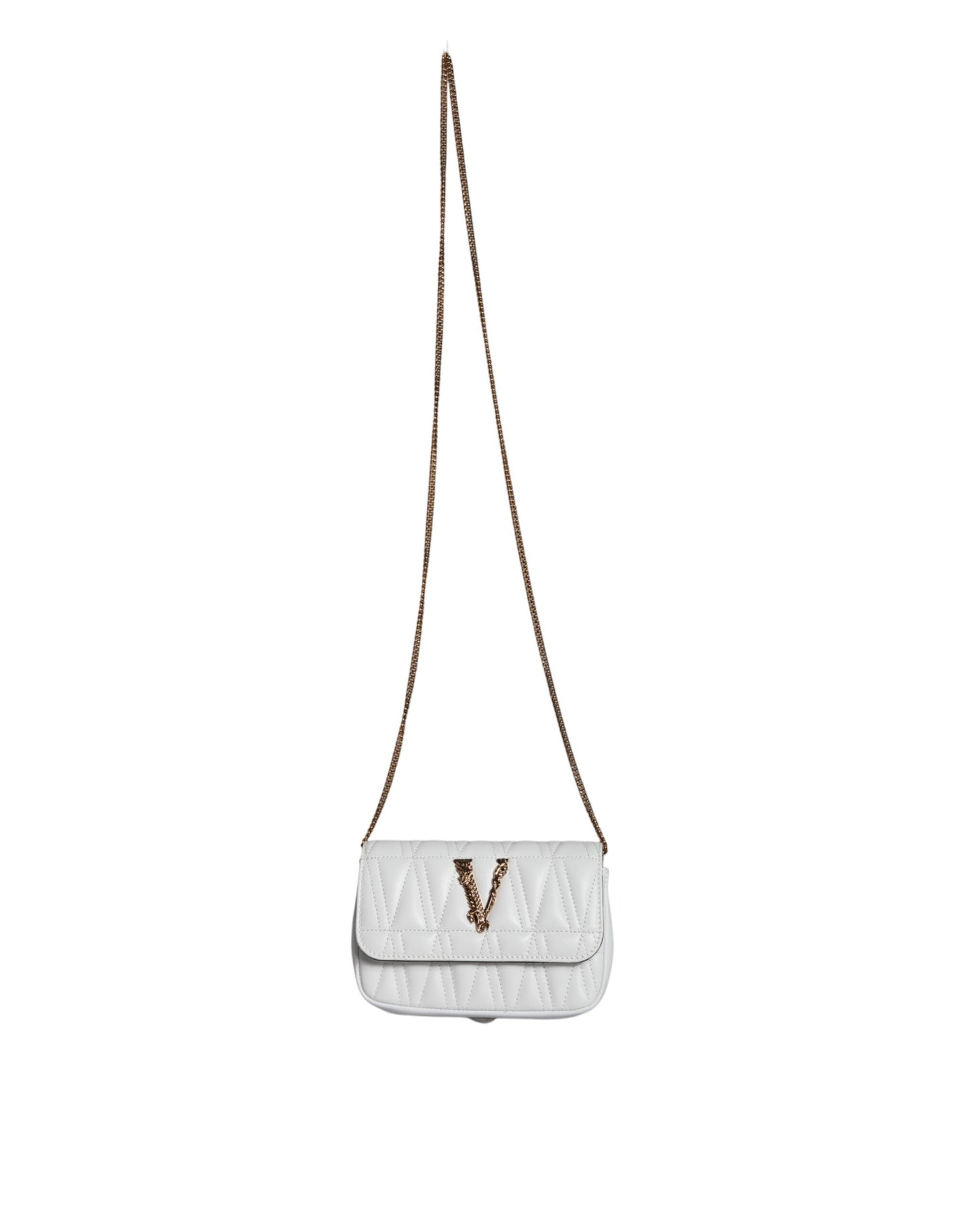  - White Quilted Nappa Leather Crossbody Shoulder Bag