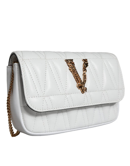  - White Quilted Nappa Leather Crossbody Shoulder Bag