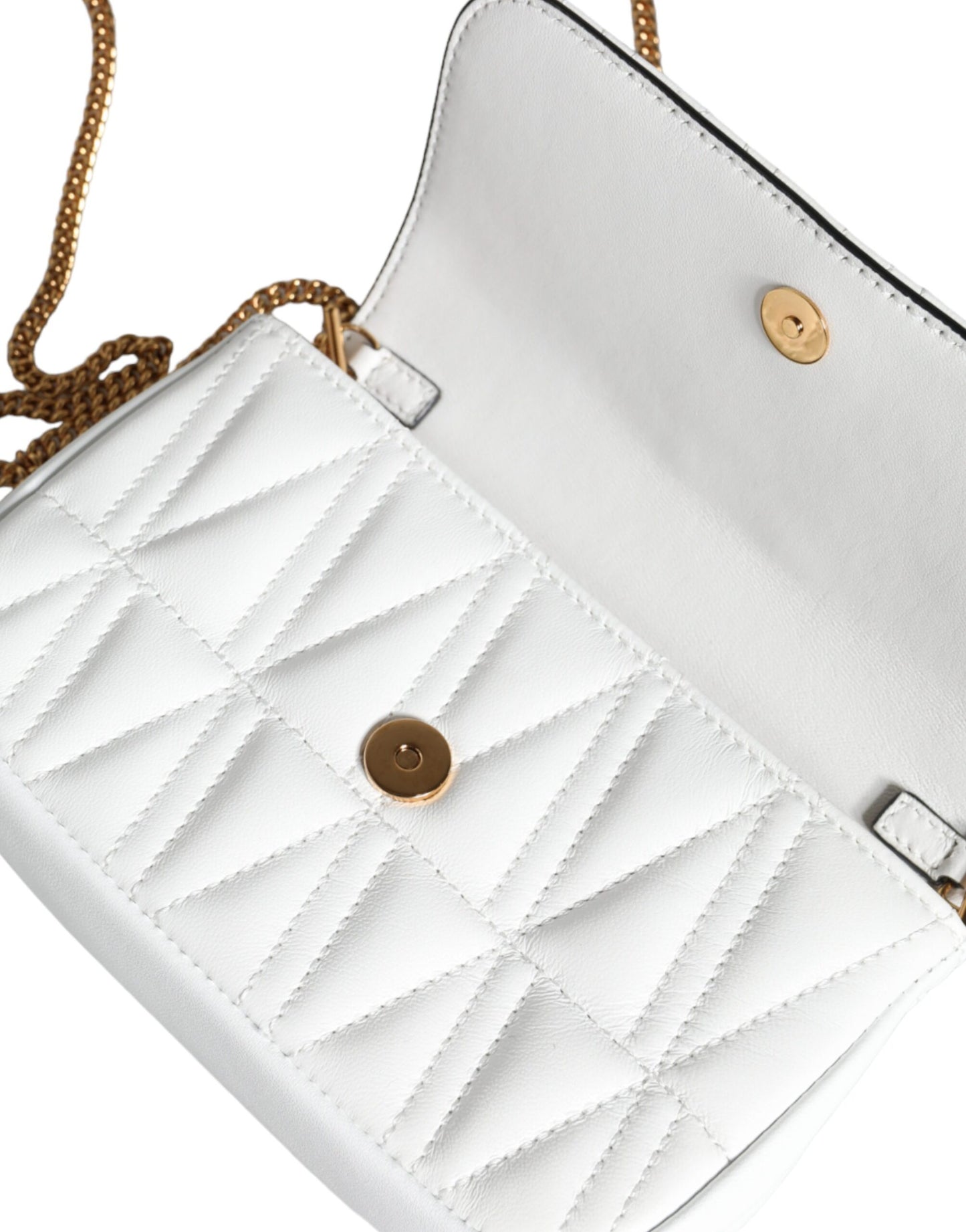  - White Quilted Nappa Leather Crossbody Shoulder Bag