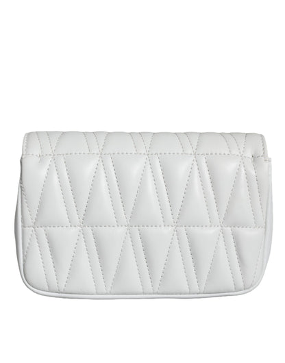  - White Quilted Nappa Leather Crossbody Shoulder Bag