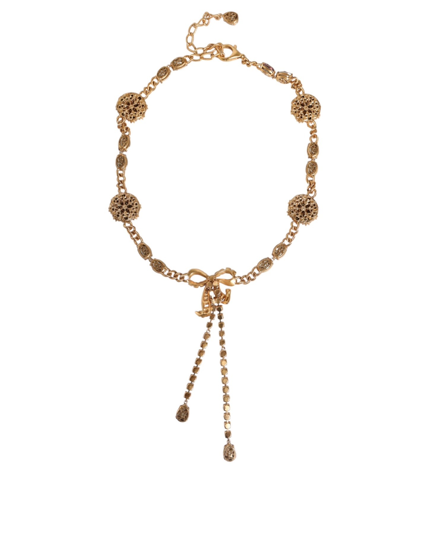 Gold Tone Brass Crystal Embellished Waist Chain Belt - The Luxe Alliance