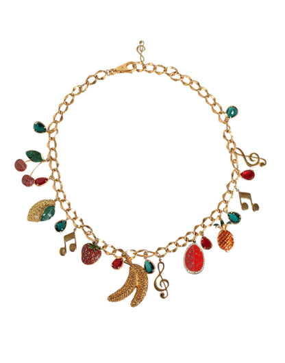 Gold Tone Brass Fruity Crystal Embellished Waist Chain Belt - The Luxe Alliance