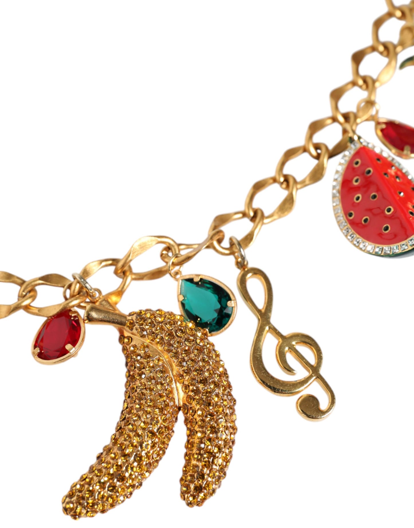 Gold Tone Brass Fruity Crystal Embellished Waist Chain Belt - The Luxe Alliance