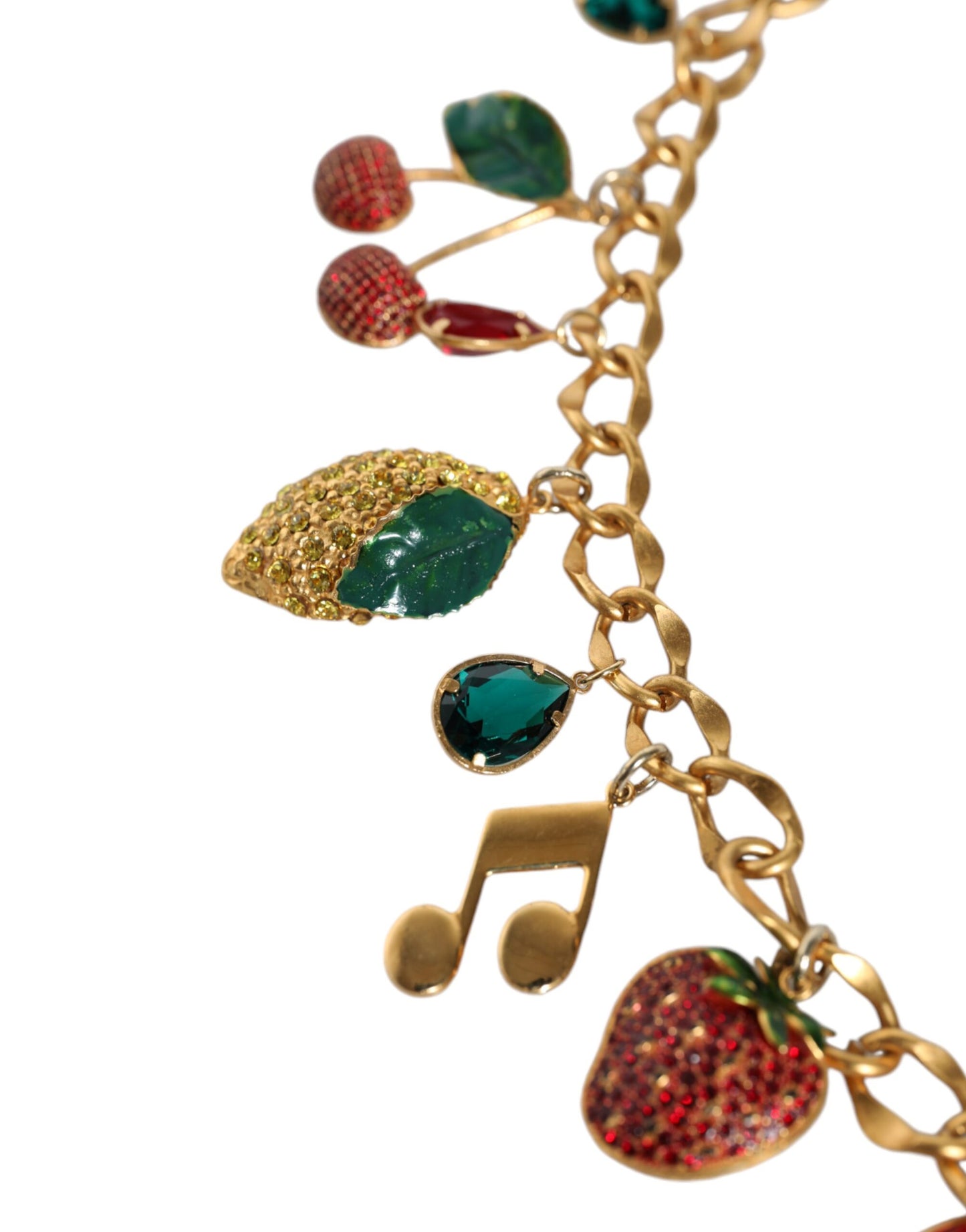 Gold Tone Brass Fruity Crystal Embellished Waist Chain Belt - The Luxe Alliance