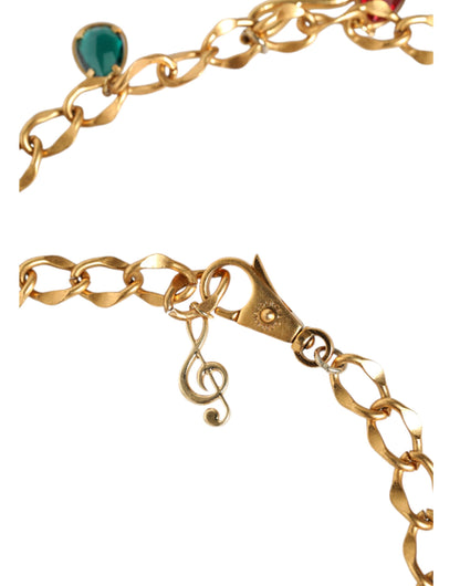 Gold Tone Brass Fruity Crystal Embellished Waist Chain Belt - The Luxe Alliance