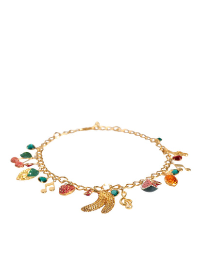 Gold Tone Brass Fruity Crystal Embellished Waist Chain Belt - The Luxe Alliance