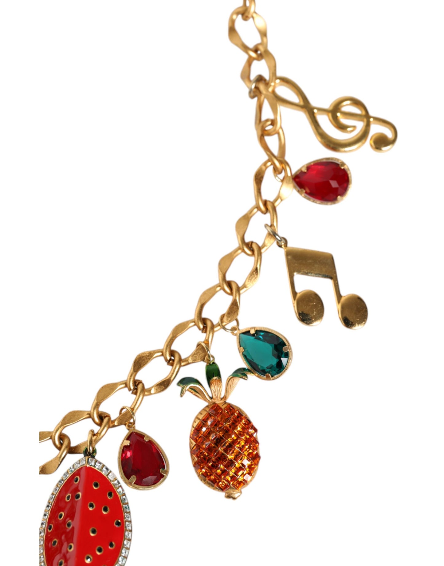 Gold Tone Brass Fruity Crystal Embellished Waist Chain Belt - The Luxe Alliance