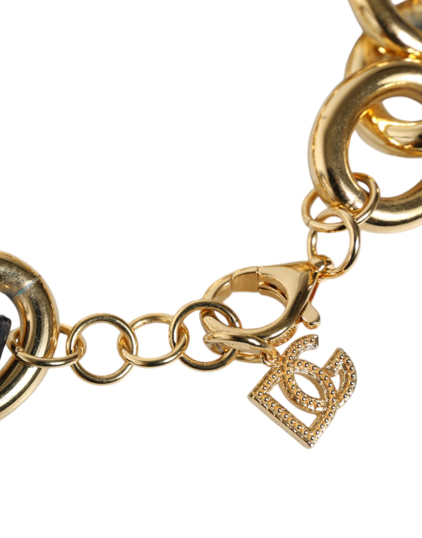 Gold Tone Brass Maxi Chain Lobster Clasp Logo Bracelet - The Luxe Alliance