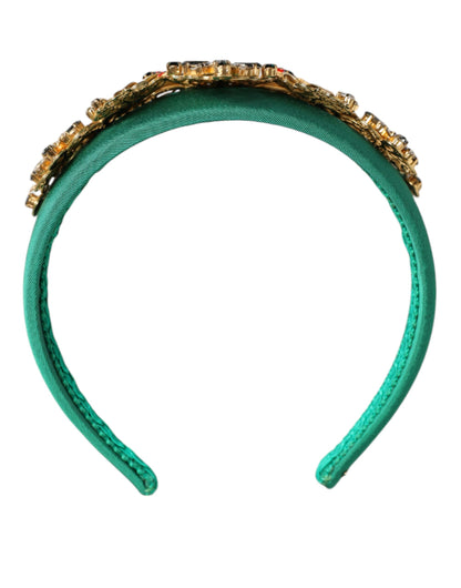  - Green Silk Crystal Embellished Tiara Headband Crown Diadem