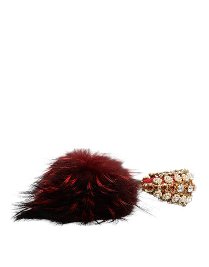  - Red Gold Crystal Fur Headset Audio AUX Headphones