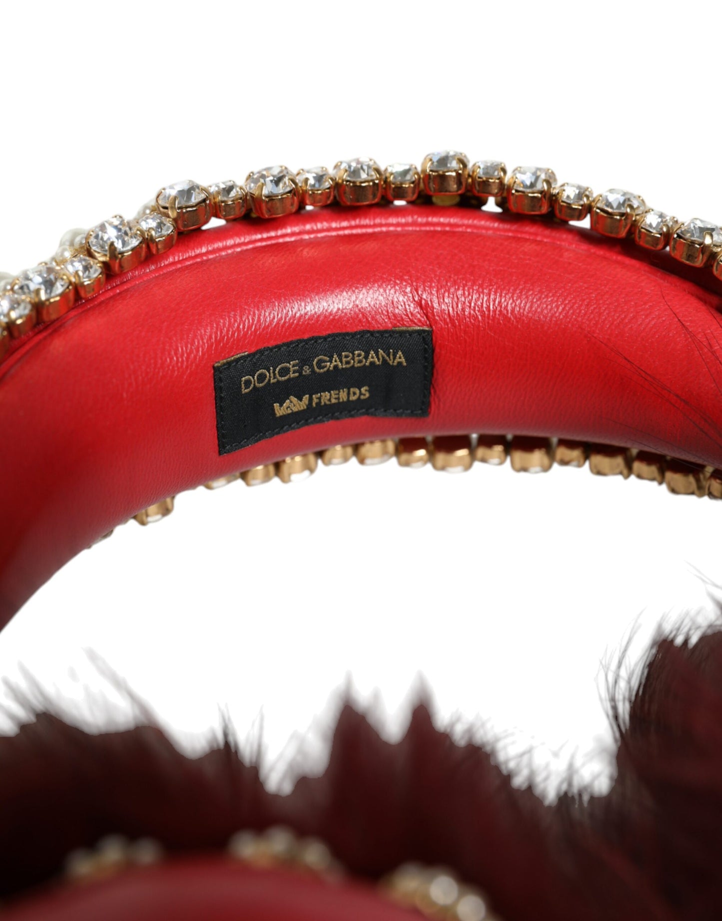  - Red Gold Crystal Fur Headset Audio AUX Headphones