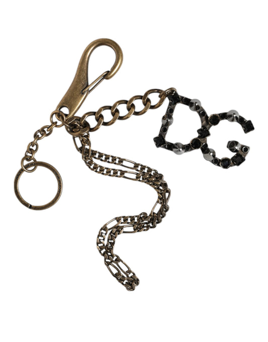 Silver Tone Metal DG Logo Crystal Keychain Keyring - The Luxe Alliance