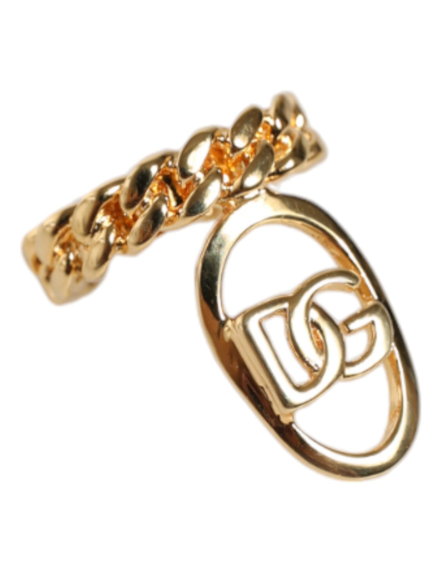 Gold Plated Open DG Logo Curb Chain Ring - The Luxe Alliance