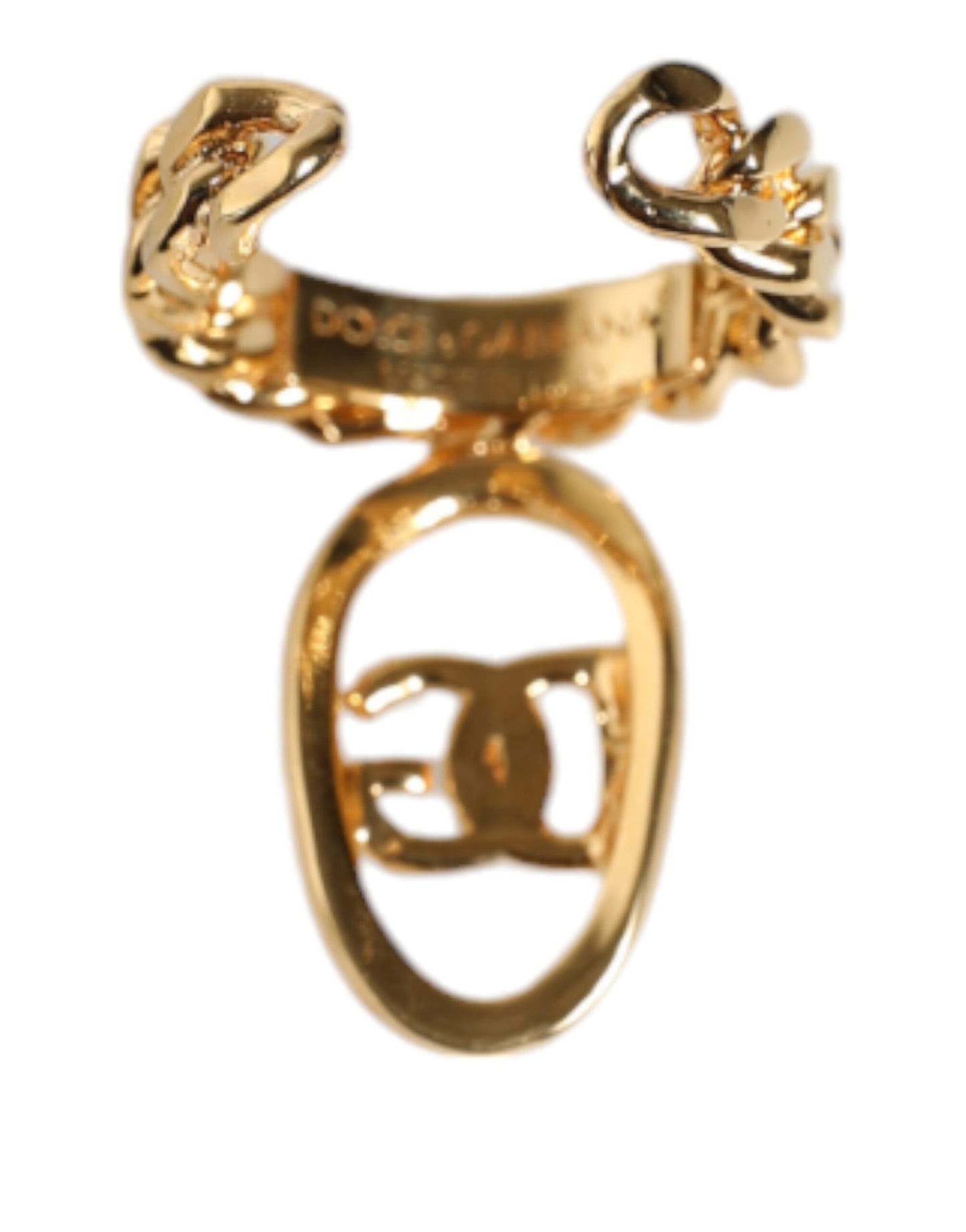 Gold Plated Open DG Logo Curb Chain Ring - The Luxe Alliance