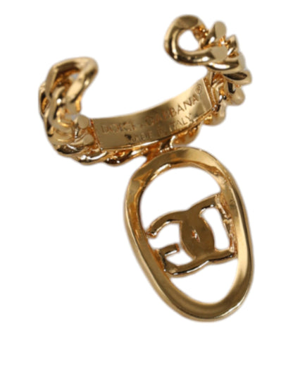 Gold Plated Open DG Logo Curb Chain Ring - The Luxe Alliance