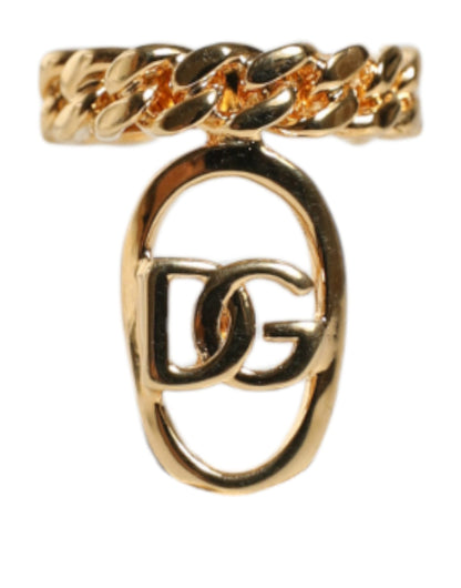 Gold Plated Open DG Logo Curb Chain Ring - The Luxe Alliance