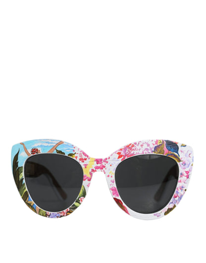 Multicolor Wood Crystal Brass Frame Floral Hand Paint Sunglasses - The Luxe Alliance