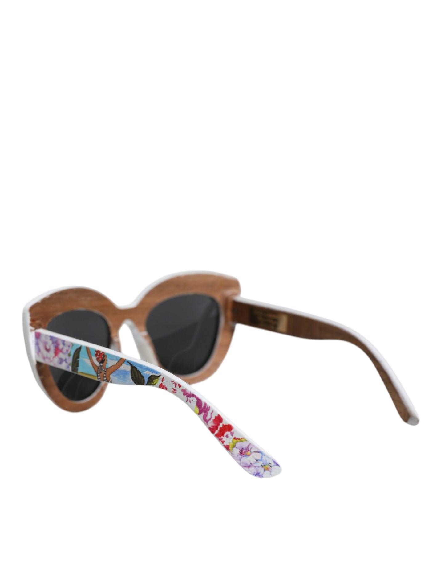 Multicolor Wood Crystal Brass Frame Floral Hand Paint Sunglasses - The Luxe Alliance