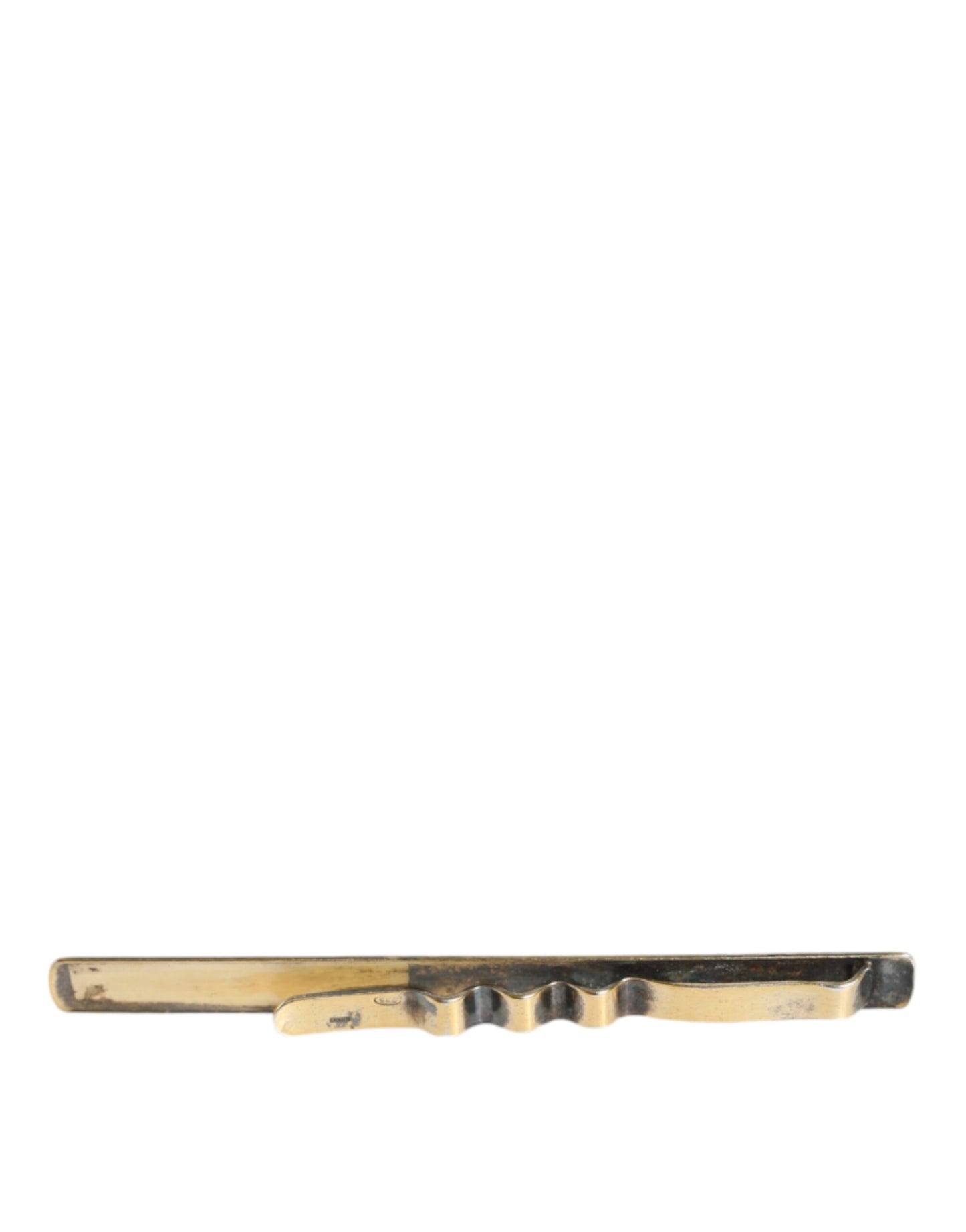 Gold Tone Brass Logo Branded Men Tie Clip Bar - The Luxe Alliance