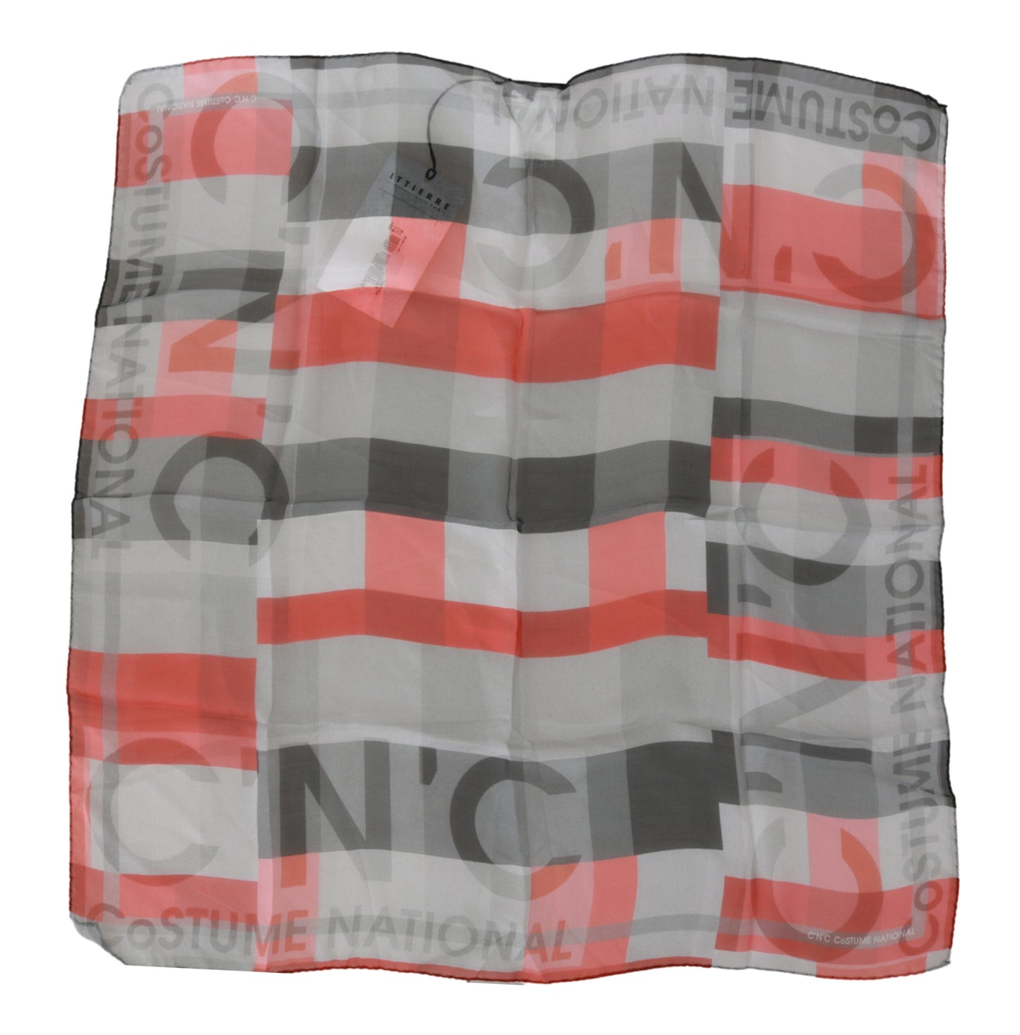 Gray Red 100% Silk Branded Scarf - The Luxe Alliance