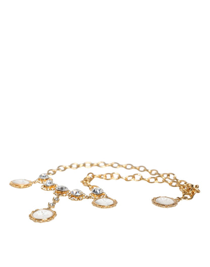 Gold Chain Brass Crystal Clock Statement Necklace - The Luxe Alliance