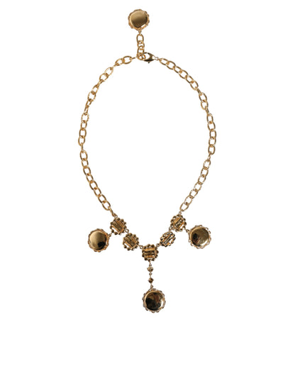 Gold Chain Brass Crystal Clock Statement Necklace - The Luxe Alliance