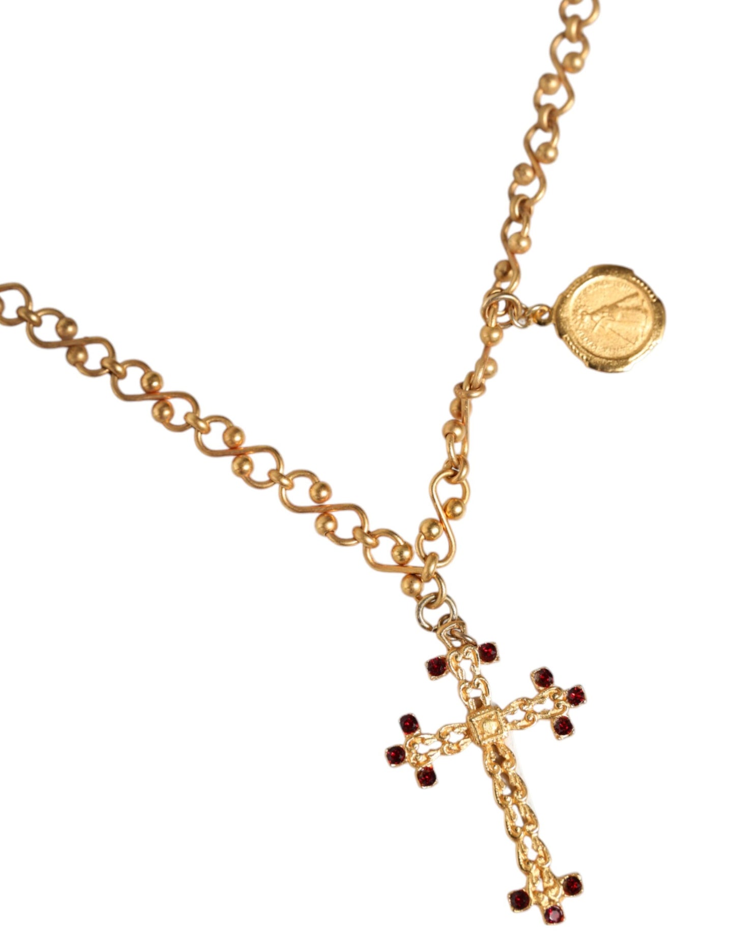 Gold Tone Brass Chain Religious Cross Pendant Necklace - The Luxe Alliance