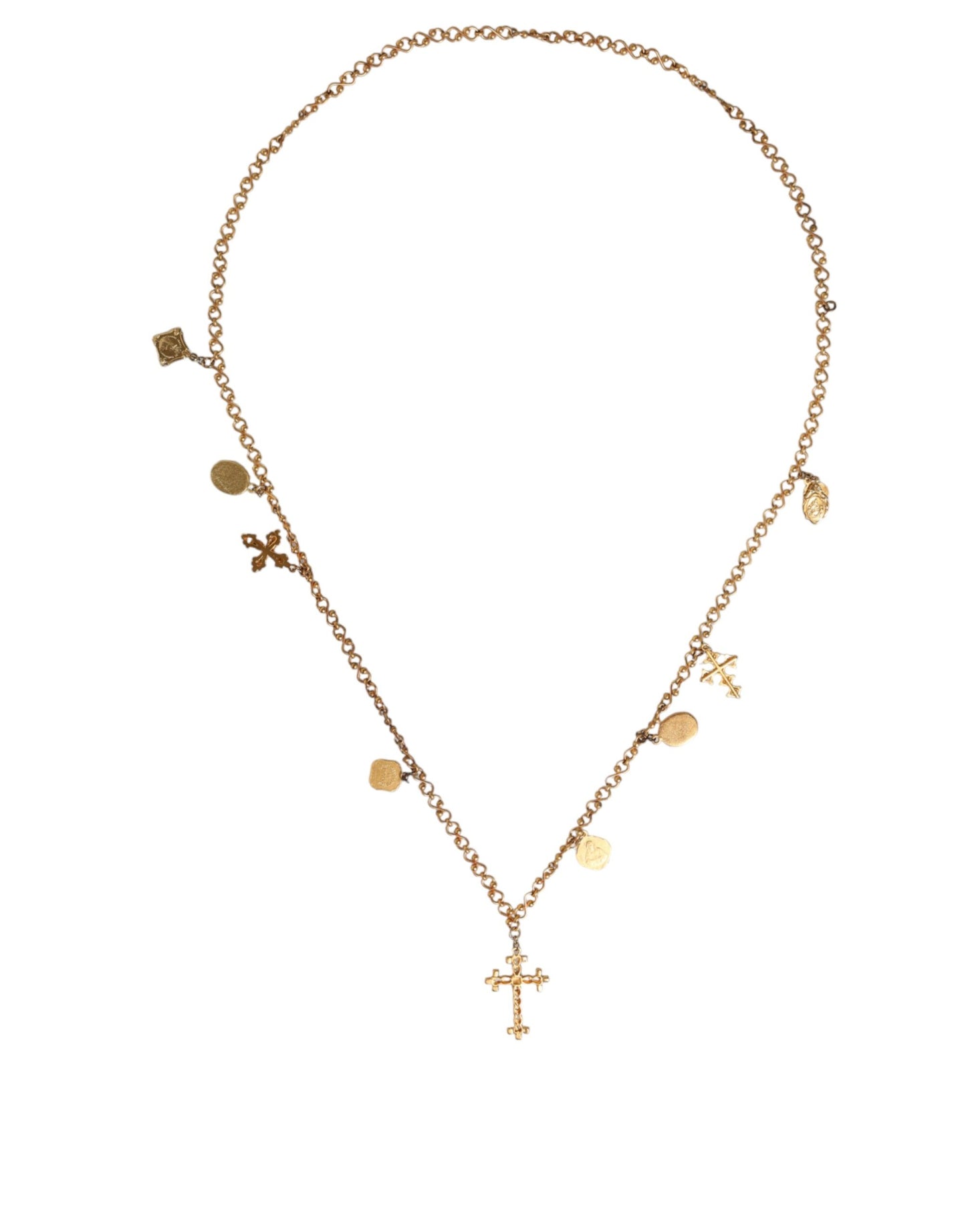 Gold Tone Brass Chain Religious Cross Pendant Necklace - The Luxe Alliance