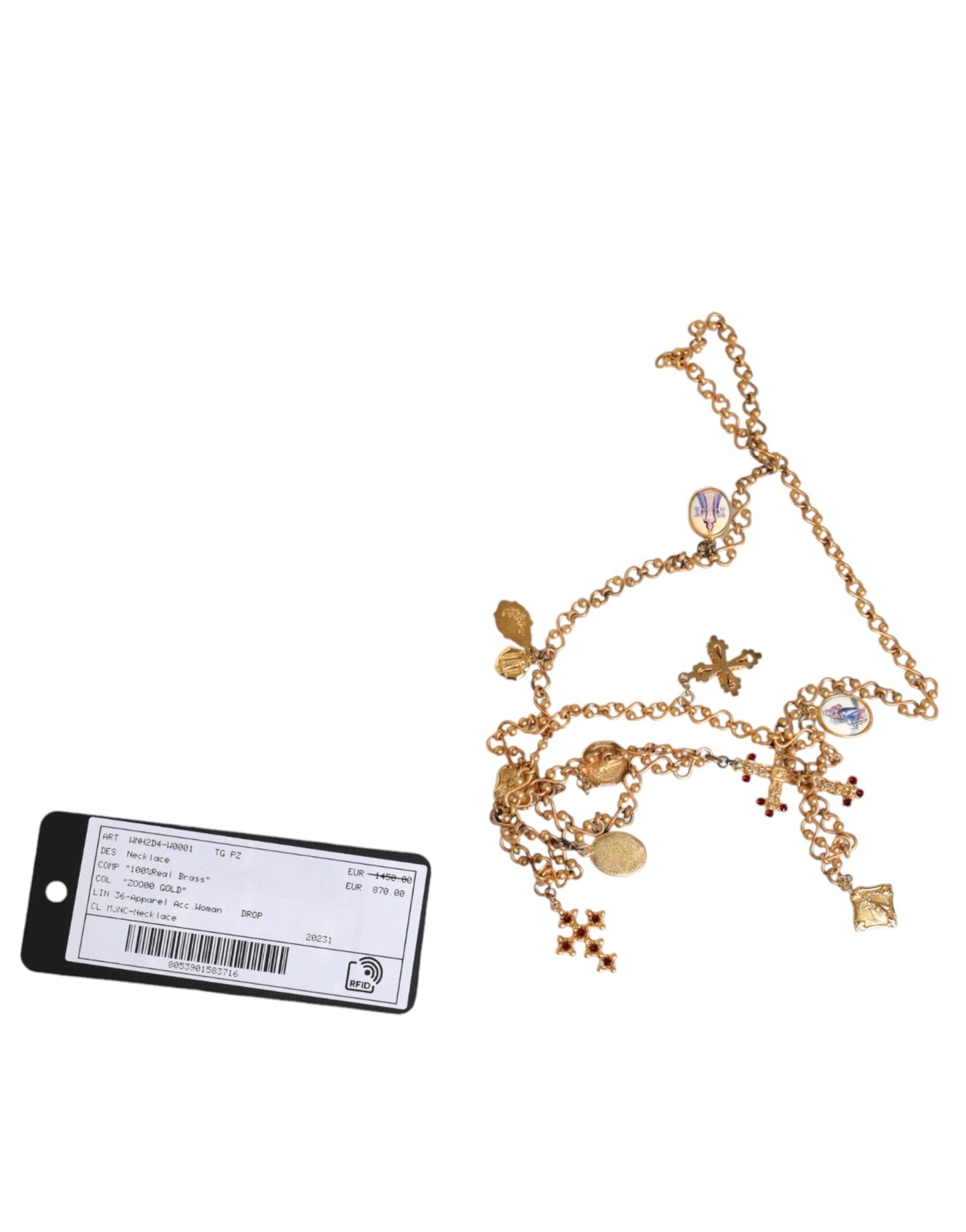 Gold Tone Brass Chain Religious Cross Pendant Necklace - The Luxe Alliance