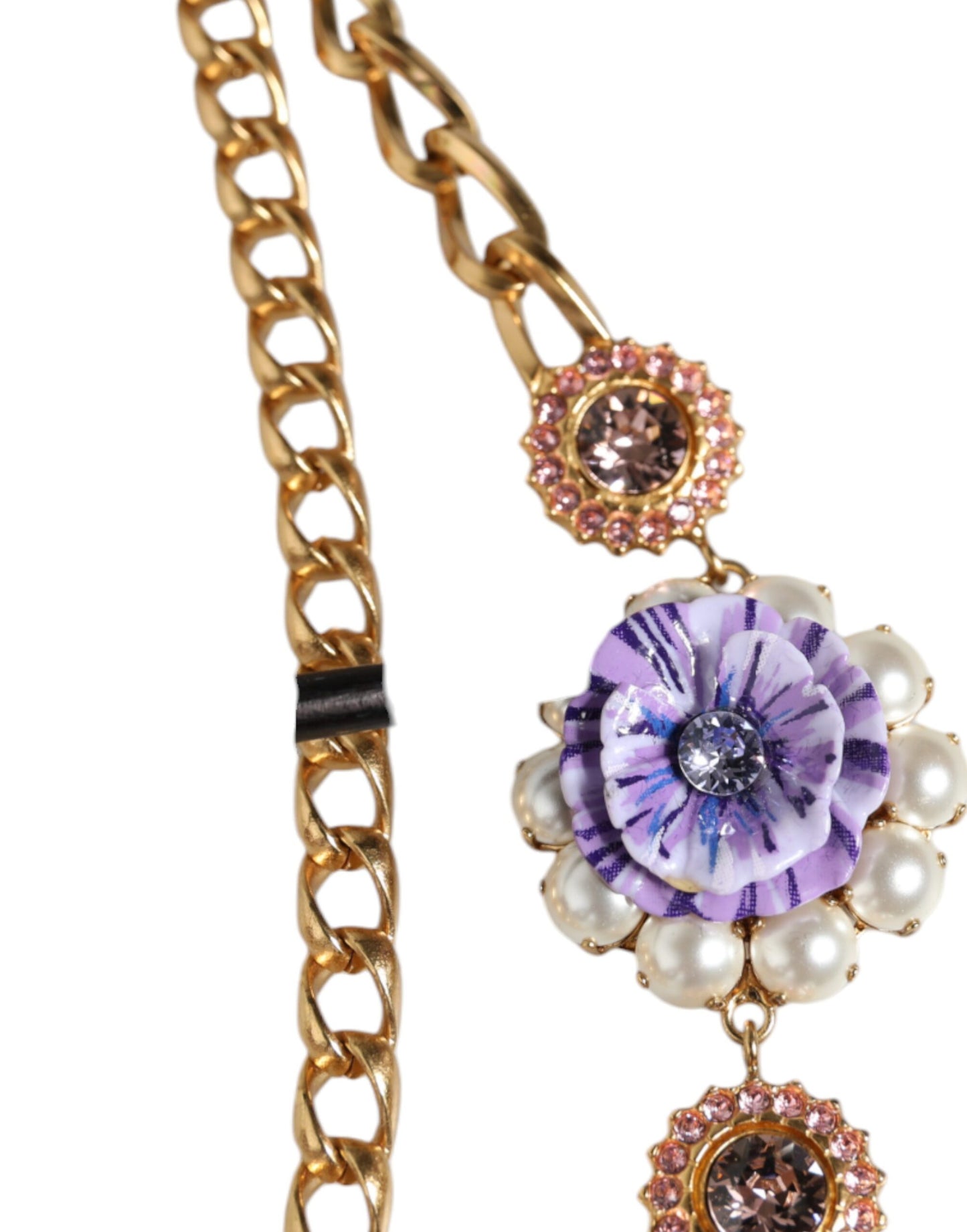 Gold Tone Floral Crystals Embellished Layered Necklace - The Luxe Alliance