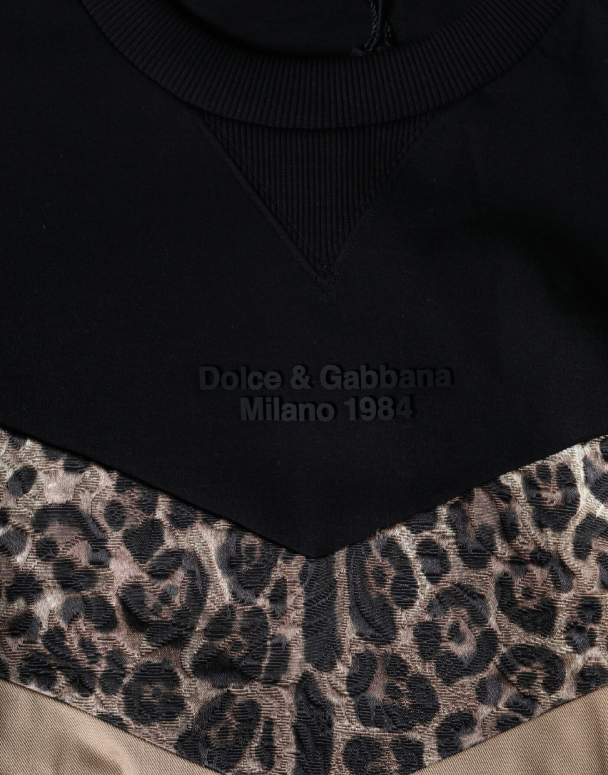 Black Leopard Print Crew Neck Sweatshirt