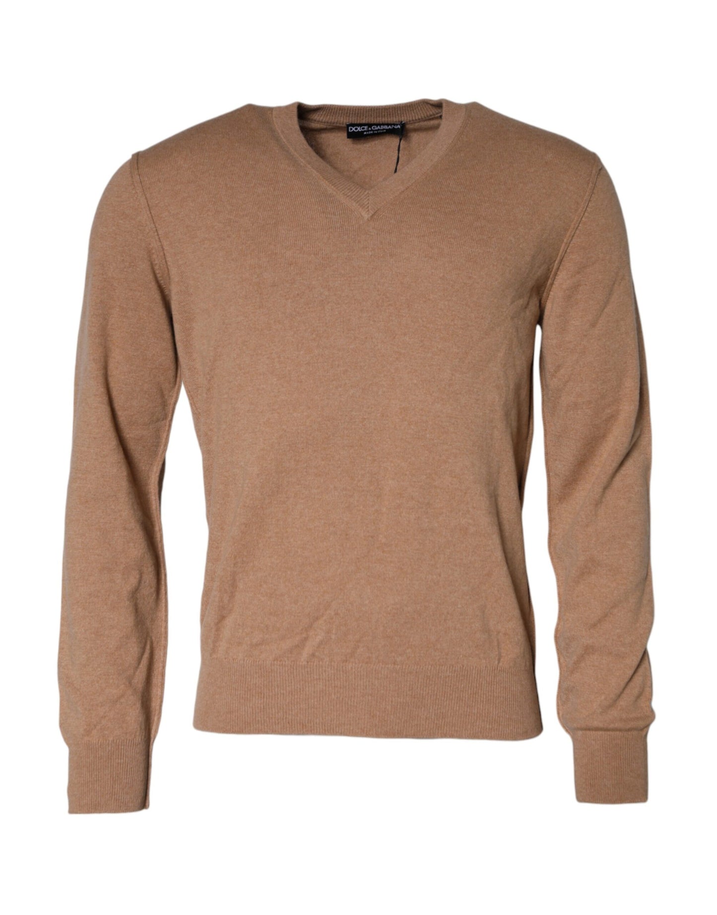 Brown Cashmere Knit V-neck Pullover Sweater - The Luxe Alliance