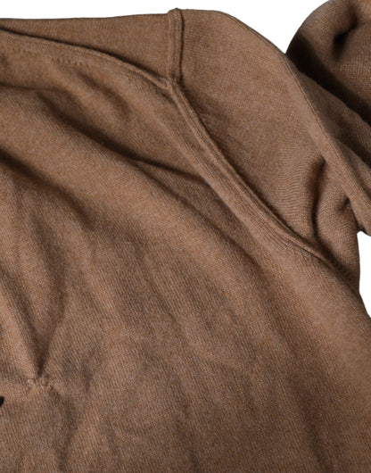 Brown Cashmere Knit V-neck Pullover Sweater - The Luxe Alliance