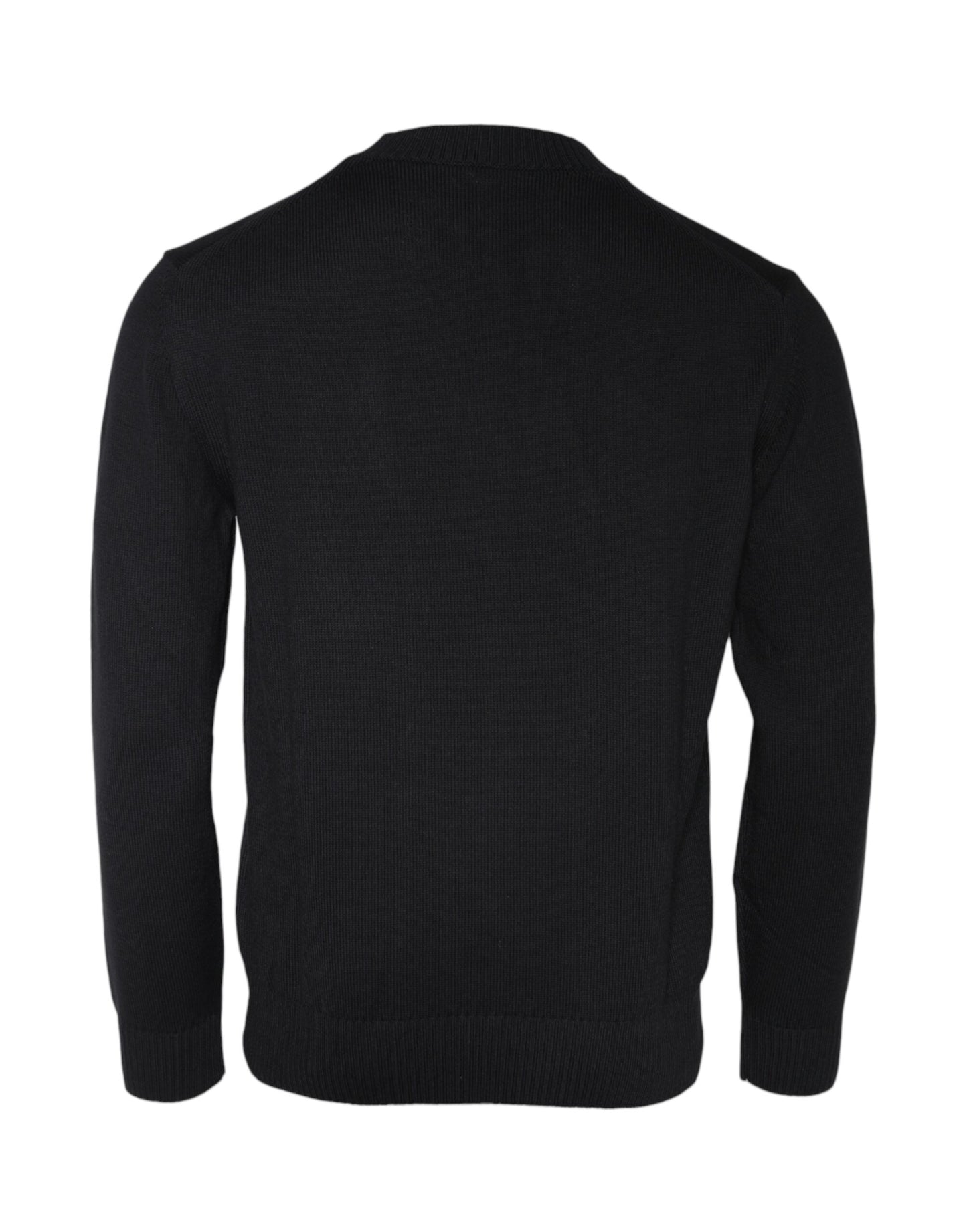 Black Medusa Embroidery Crew Neck Pullover Sweater - The Luxe Alliance