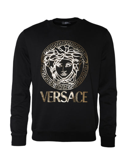 Black Medusa Fleece Cotton Crew Neck Sweatshirt Sweater - The Luxe Alliance