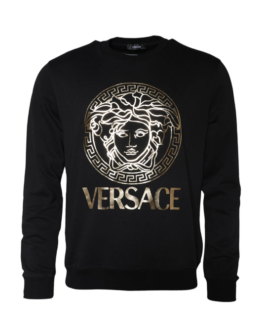 Black Medusa Fleece Cotton Crew Neck Sweatshirt Sweater - The Luxe Alliance