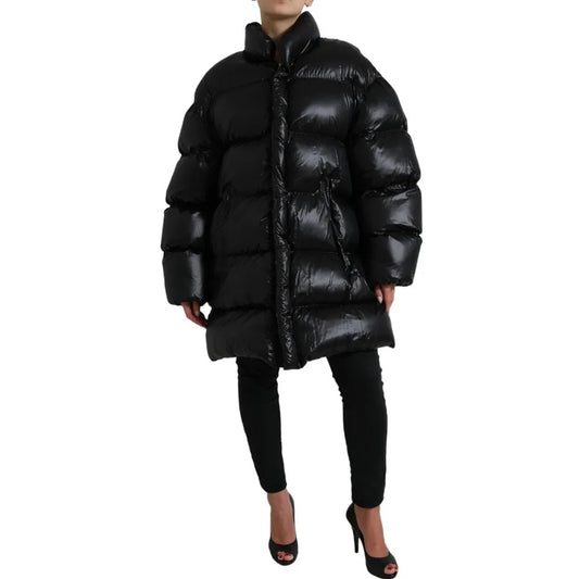 Black Puffer Quilted Full Zip Coat Jacket - The Luxe Alliance