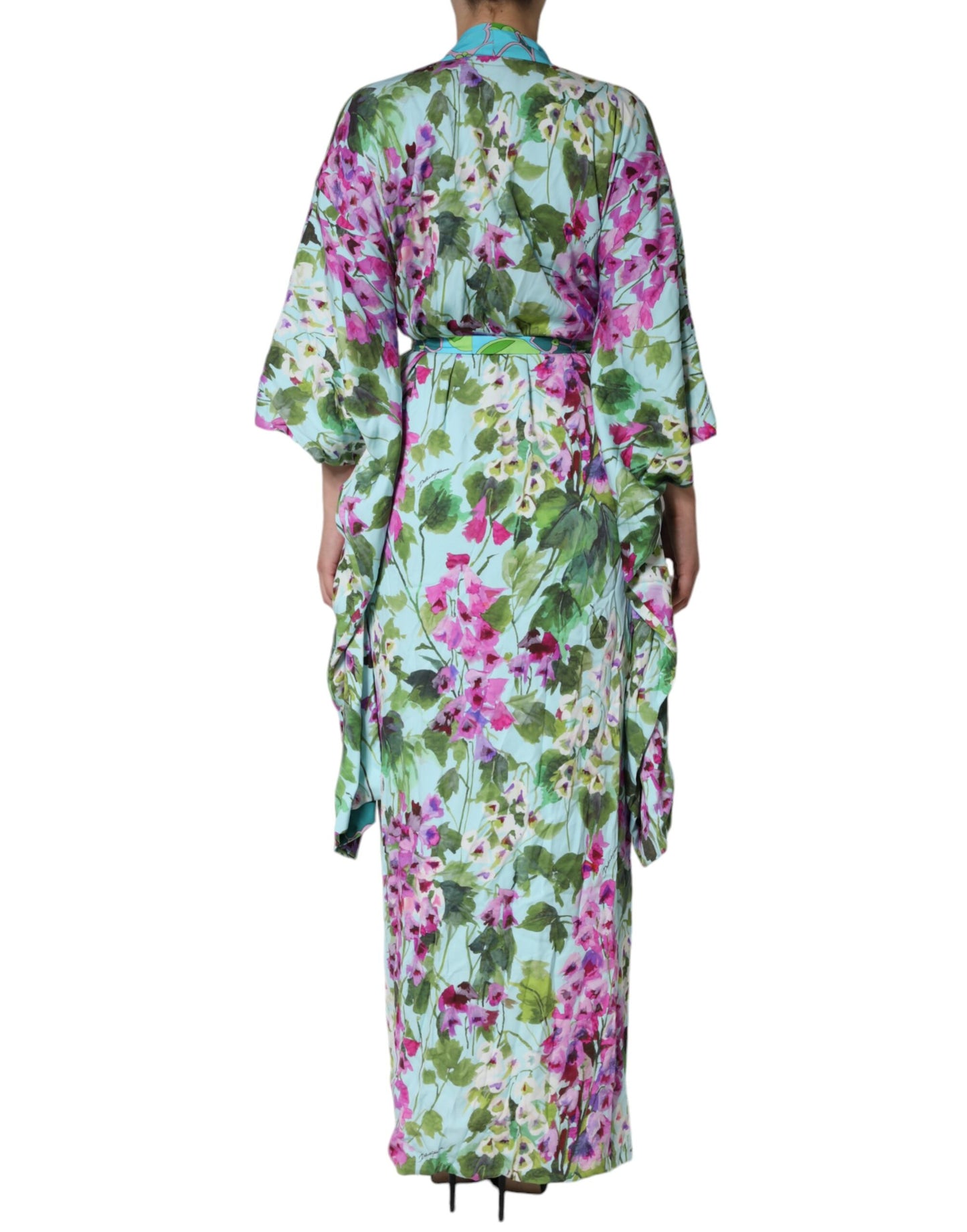 Multicolor Floral Silk Stretch Wrap Dress - The Luxe Alliance