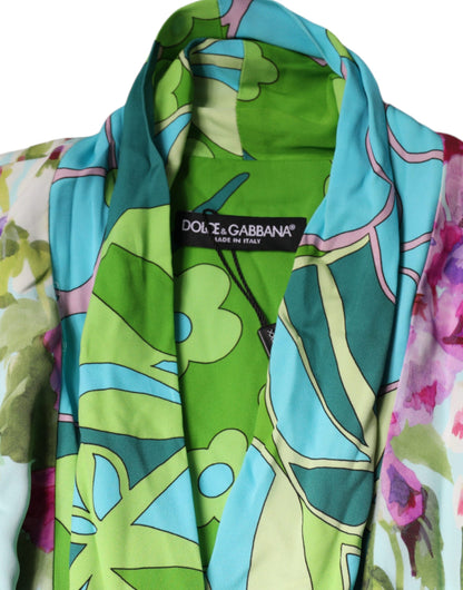 Multicolor Floral Silk Stretch Wrap Dress - The Luxe Alliance