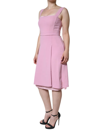 Pink A-line Flare Viscose Sleeveless Dress - The Luxe Alliance