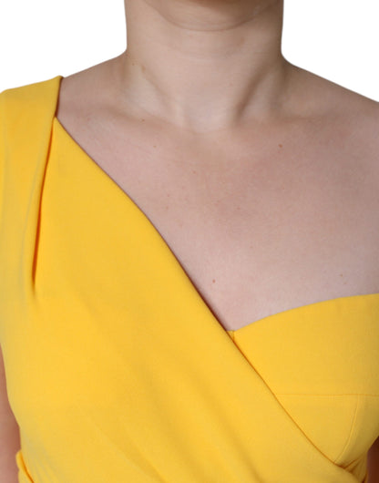 Yellow One Shoulder Side Slit Midi Dress - The Luxe Alliance