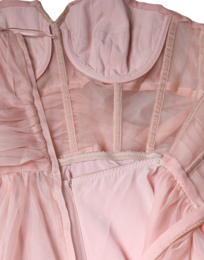 Pink Silk Strapless Maxi A-line Gown Dress