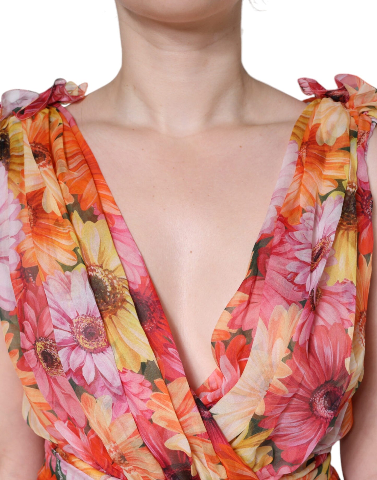 Multicolor Floral Sleeveless V-neck Midi Dress - The Luxe Alliance