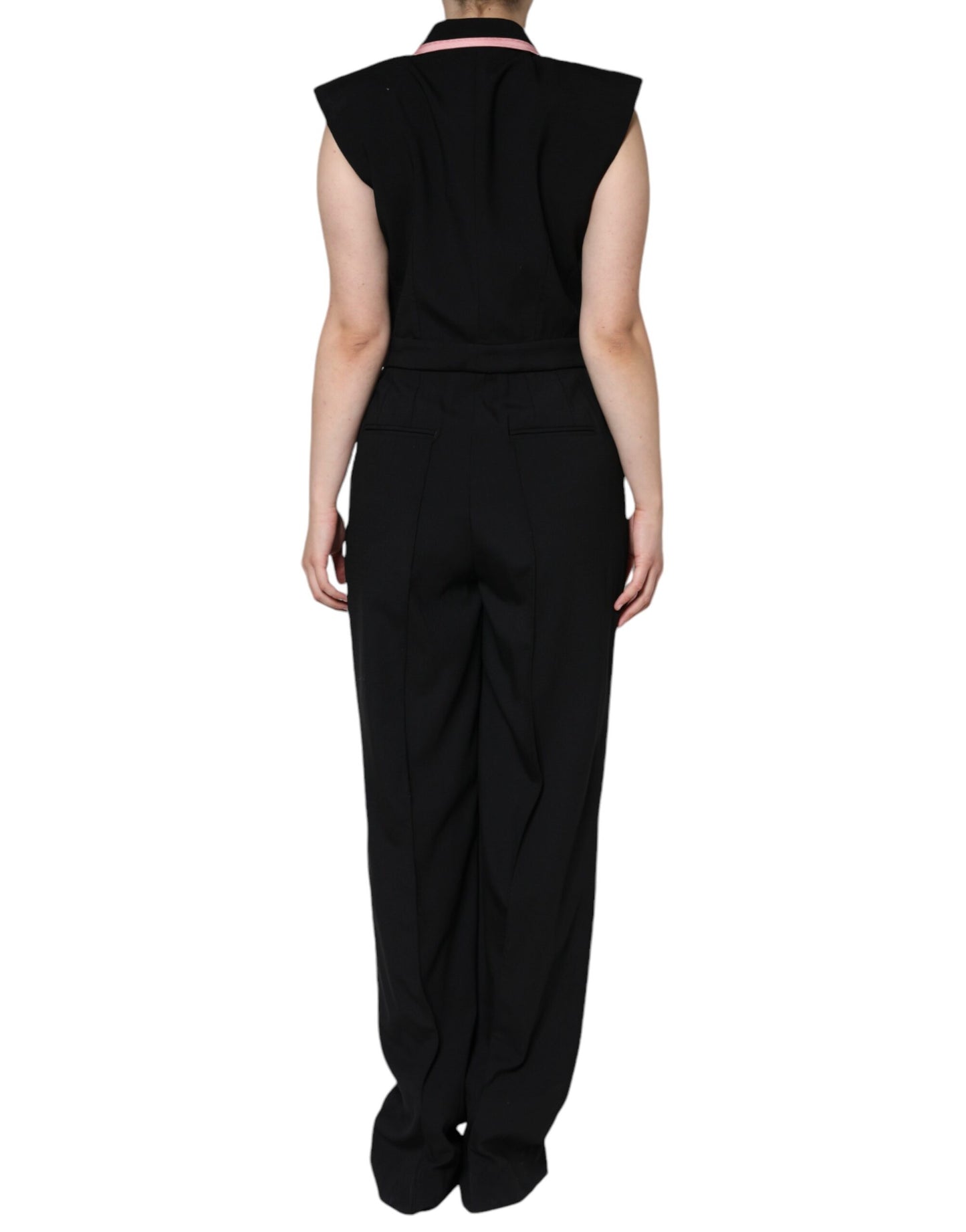 Black Wool Blend Sleeveless Jumpsuit Dress - The Luxe Alliance