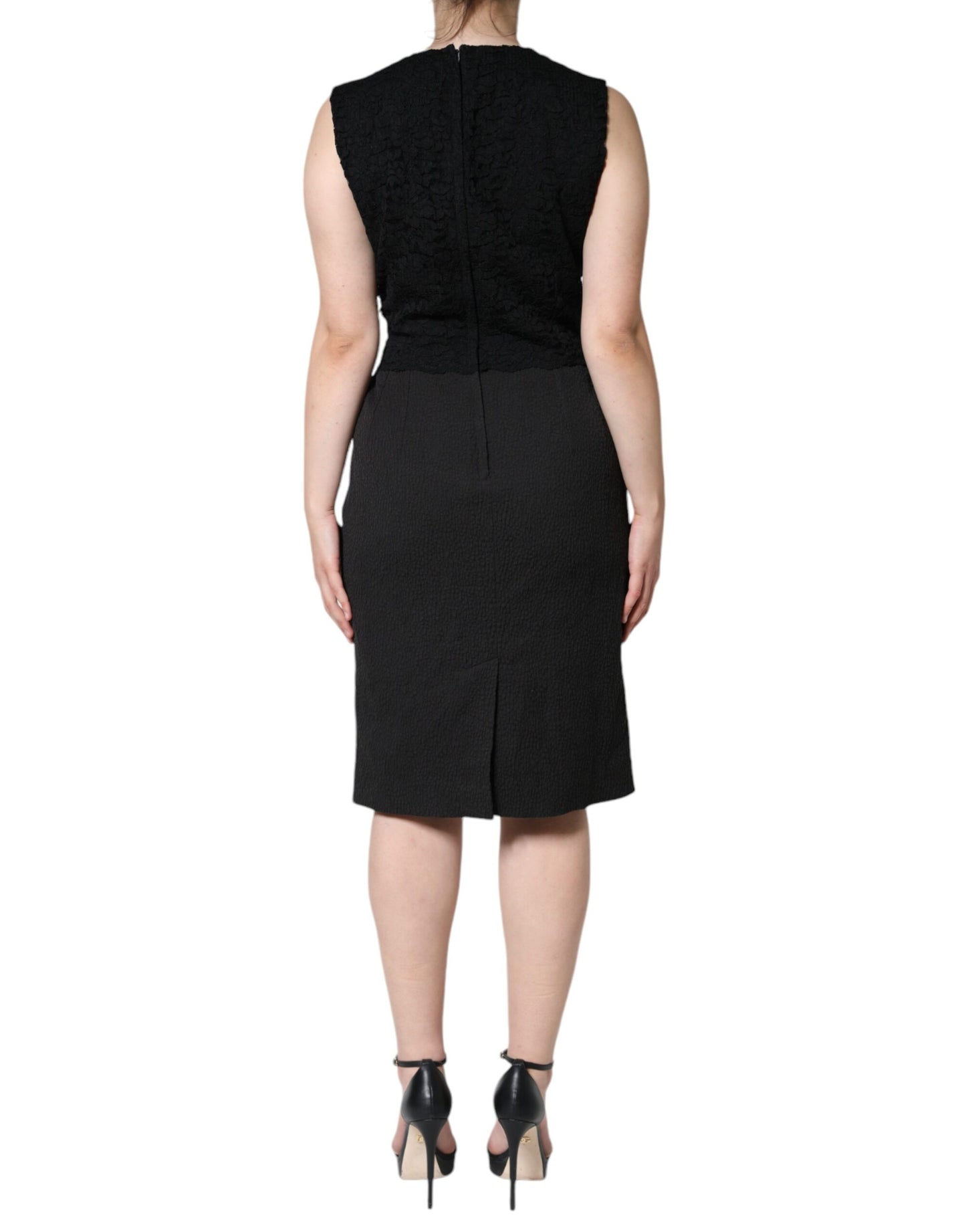 Black Cotton Sheath Knee Length Dress - The Luxe Alliance