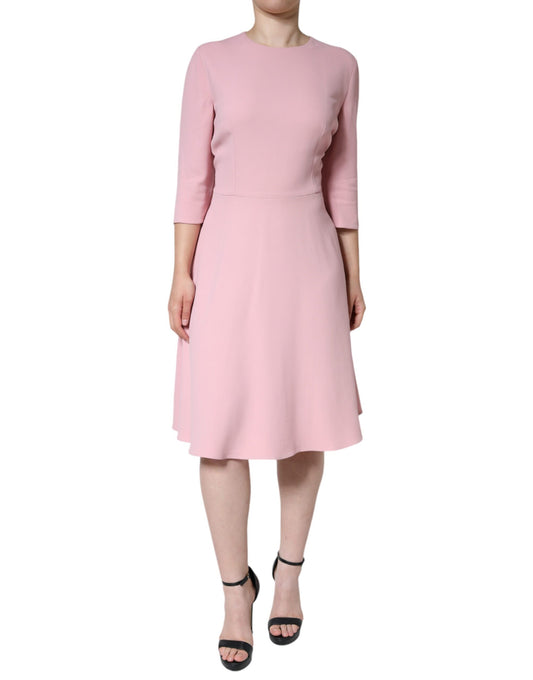  - Pink A-line Viscose 3/4 Sleeves Dress