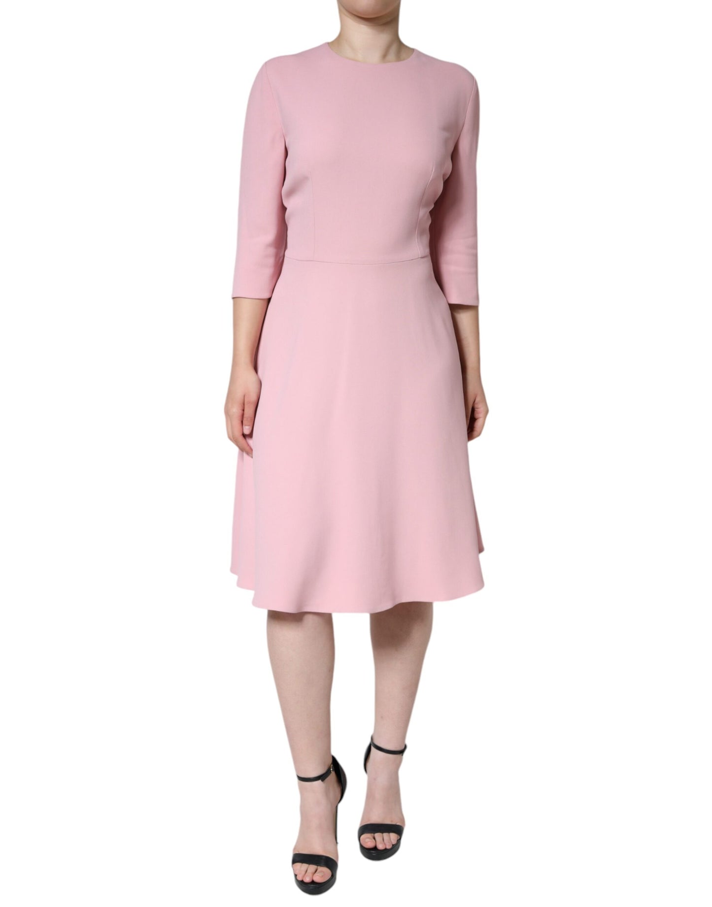  - Pink A-line Viscose 3/4 Sleeves Dress