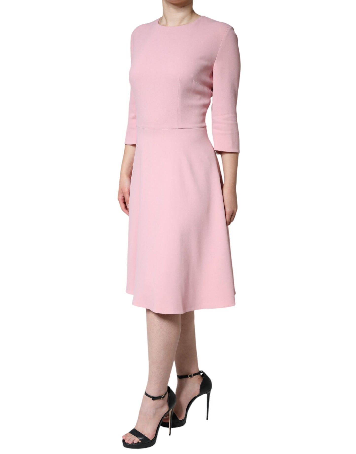  - Pink A-line Viscose 3/4 Sleeves Dress